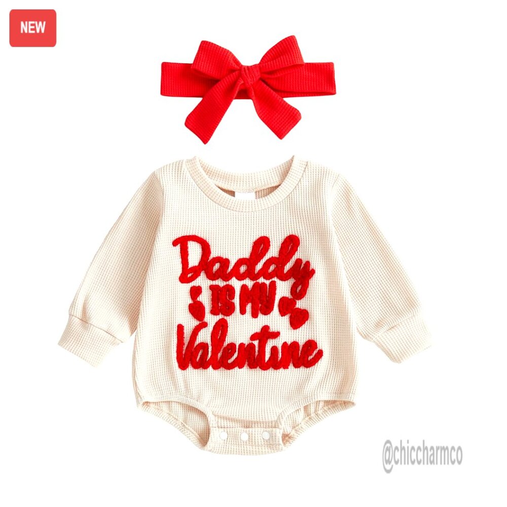 Girls Valentine Romper Long Sleeve Bubble Jumpsuit 0-18m Cotton Blend